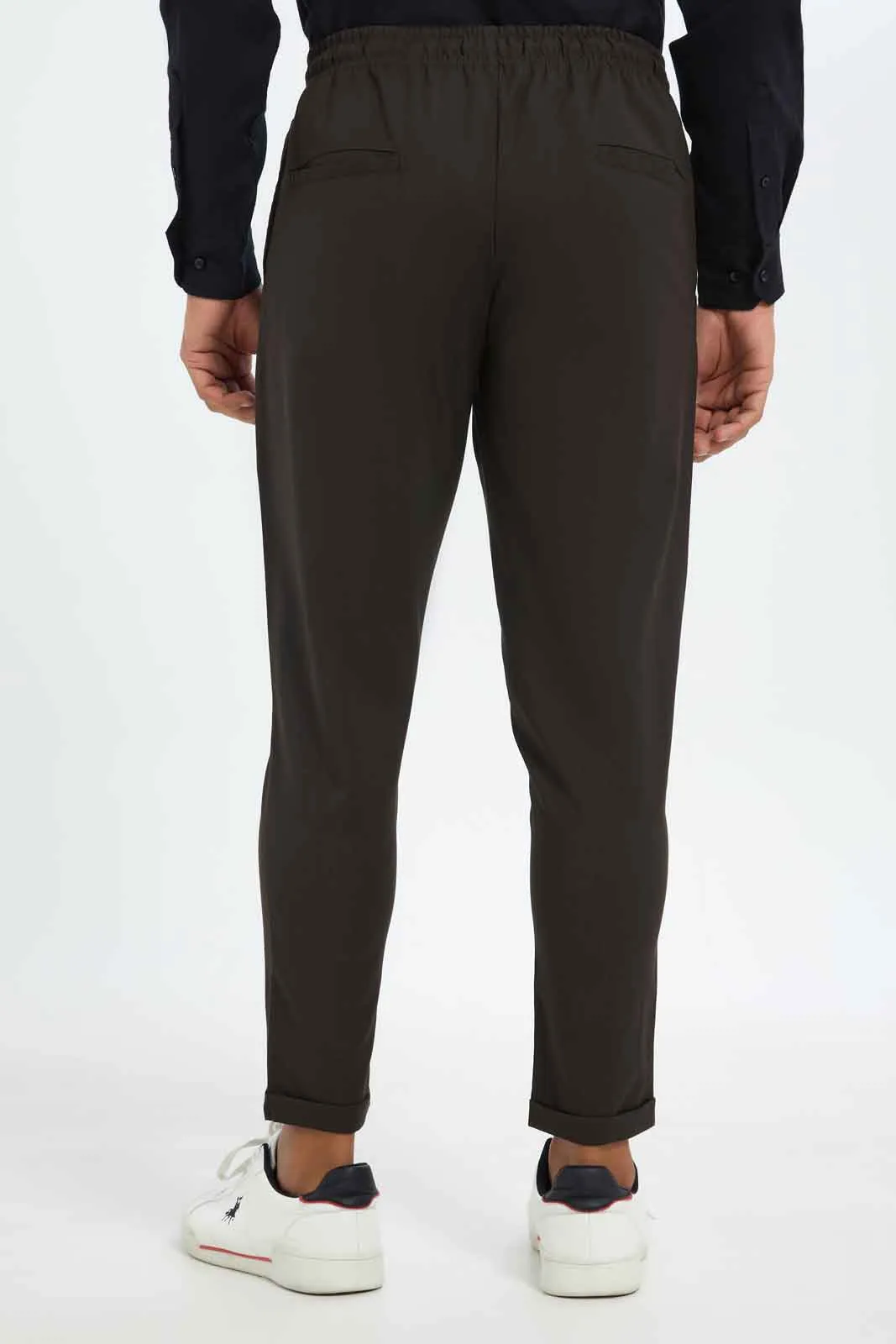 Men Charcoal Pull-On Trouser