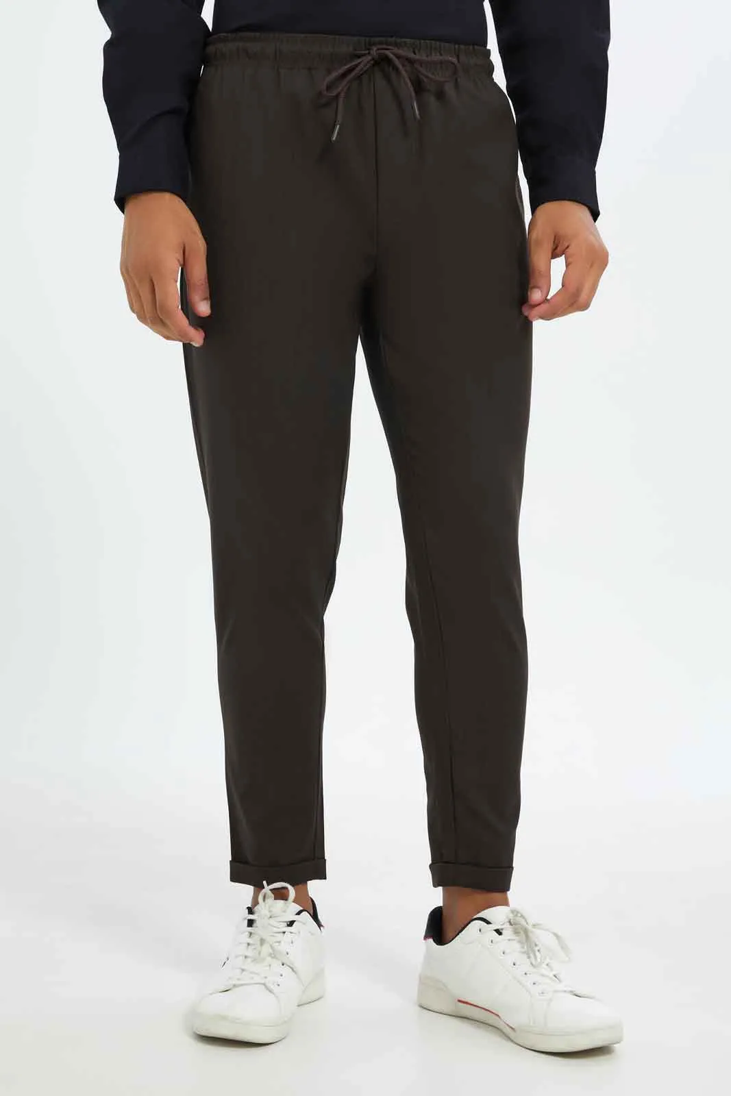 Men Charcoal Pull-On Trouser