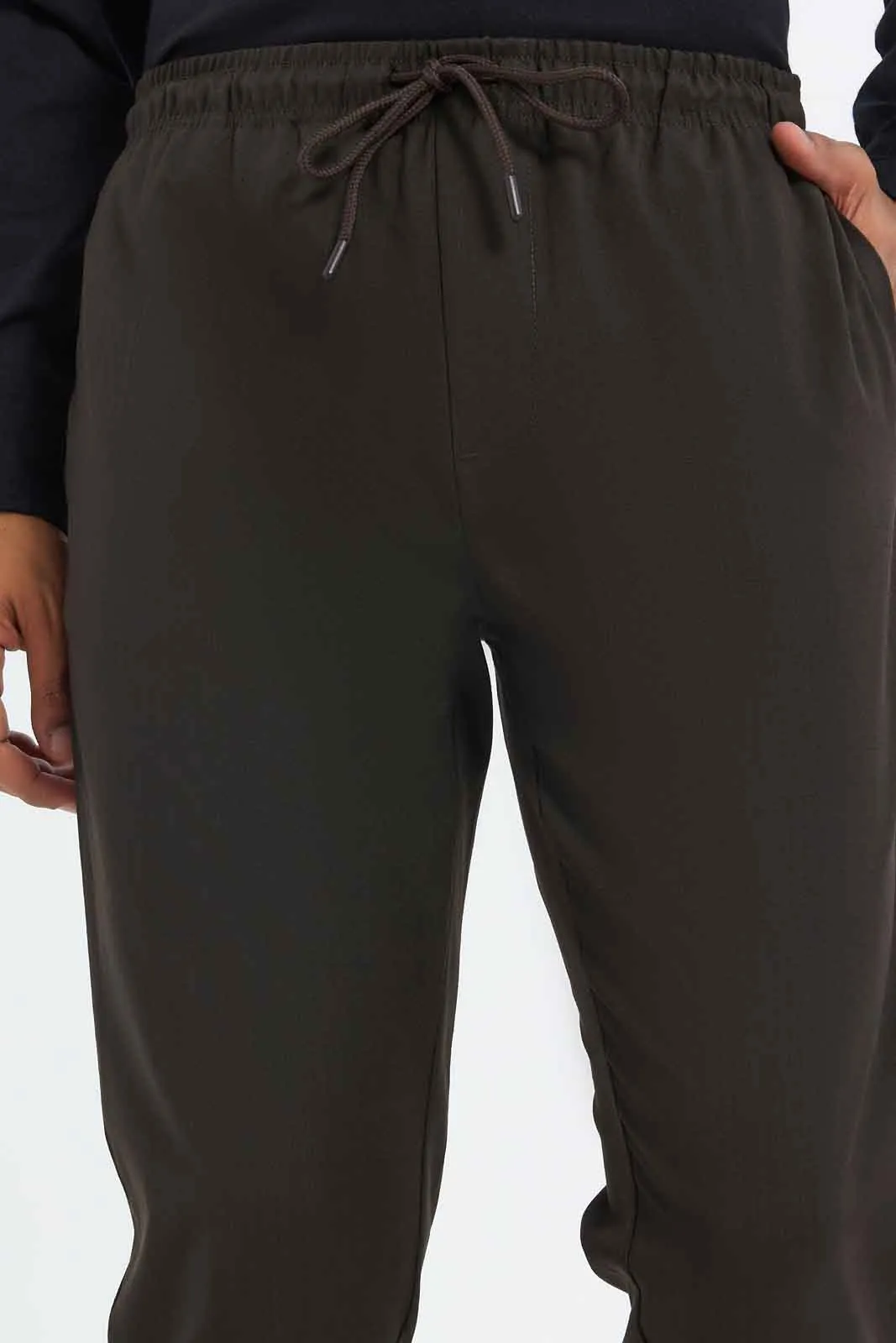 Men Charcoal Pull-On Trouser