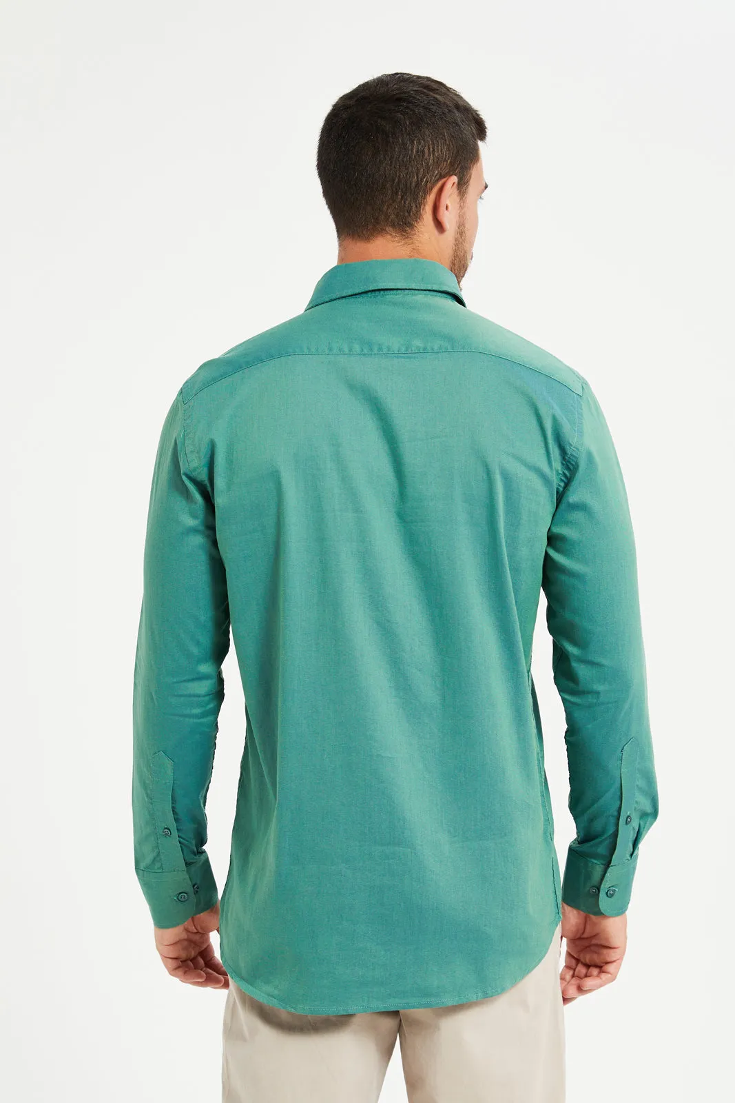 Men Green Collared Formal Shirt