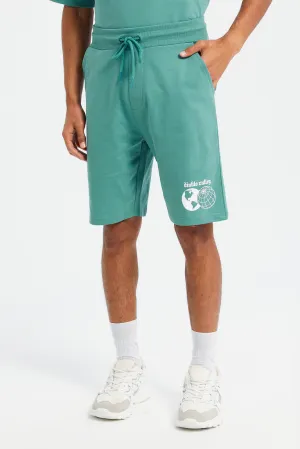 Men Green Graphic Lounge Shorts