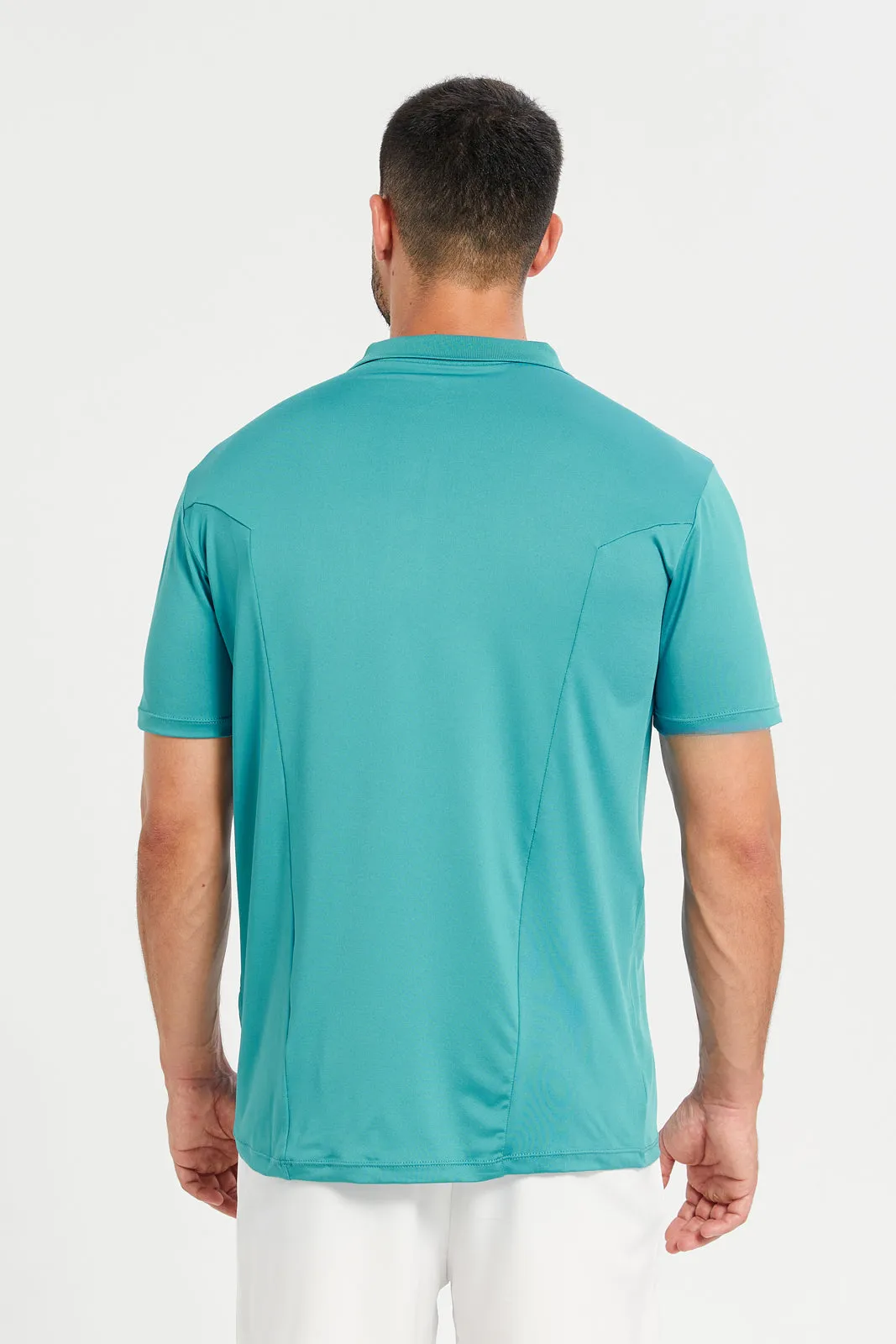 Men Green Plain Active Polo T-Shirt