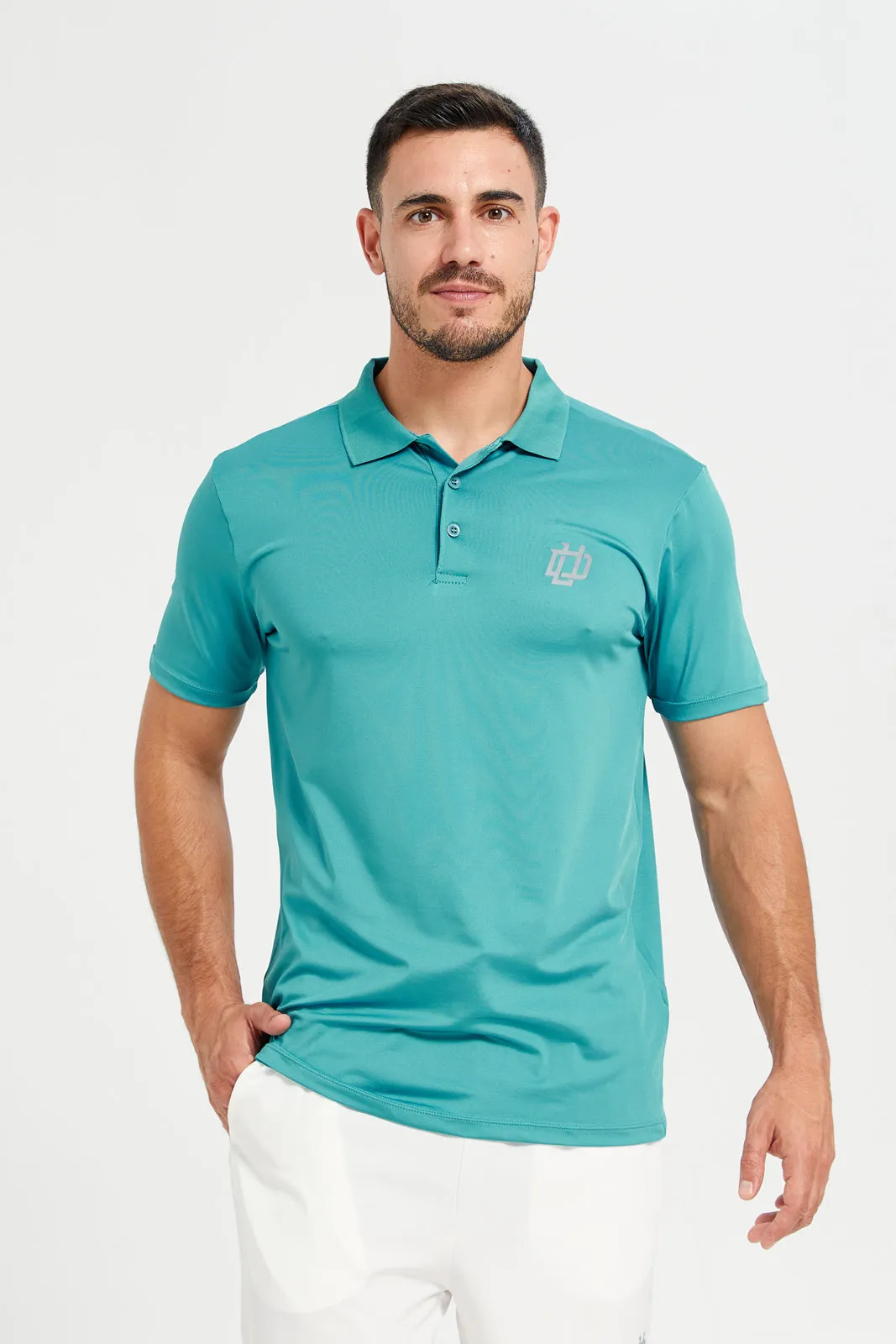 Men Green Plain Active Polo T-Shirt