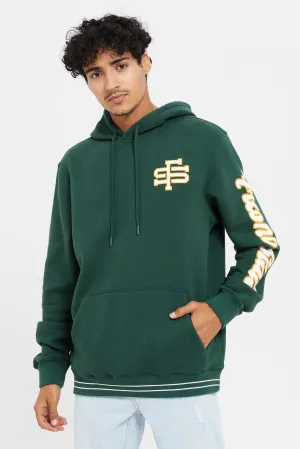 Men Green Printed Hoodie Sweatshirt