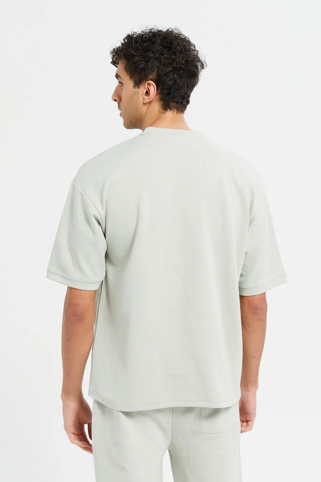 Men Mint Embroidered T-Shirt