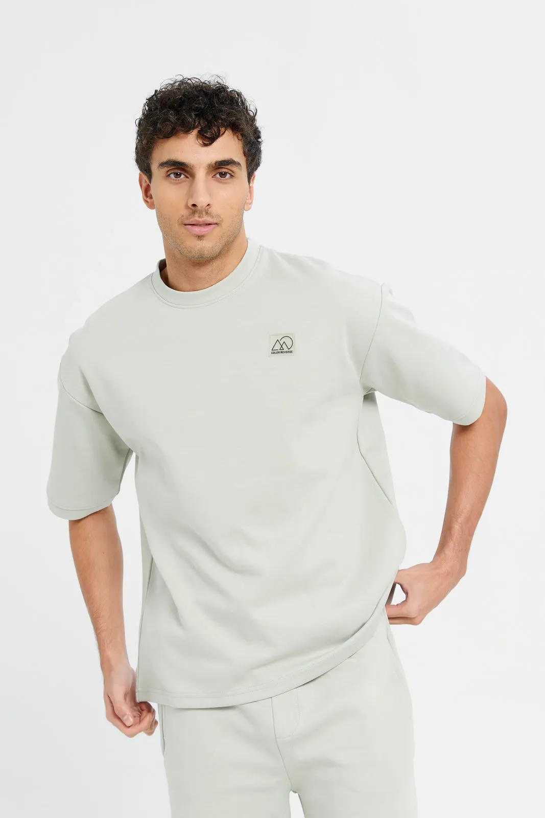 Men Mint Embroidered T-Shirt