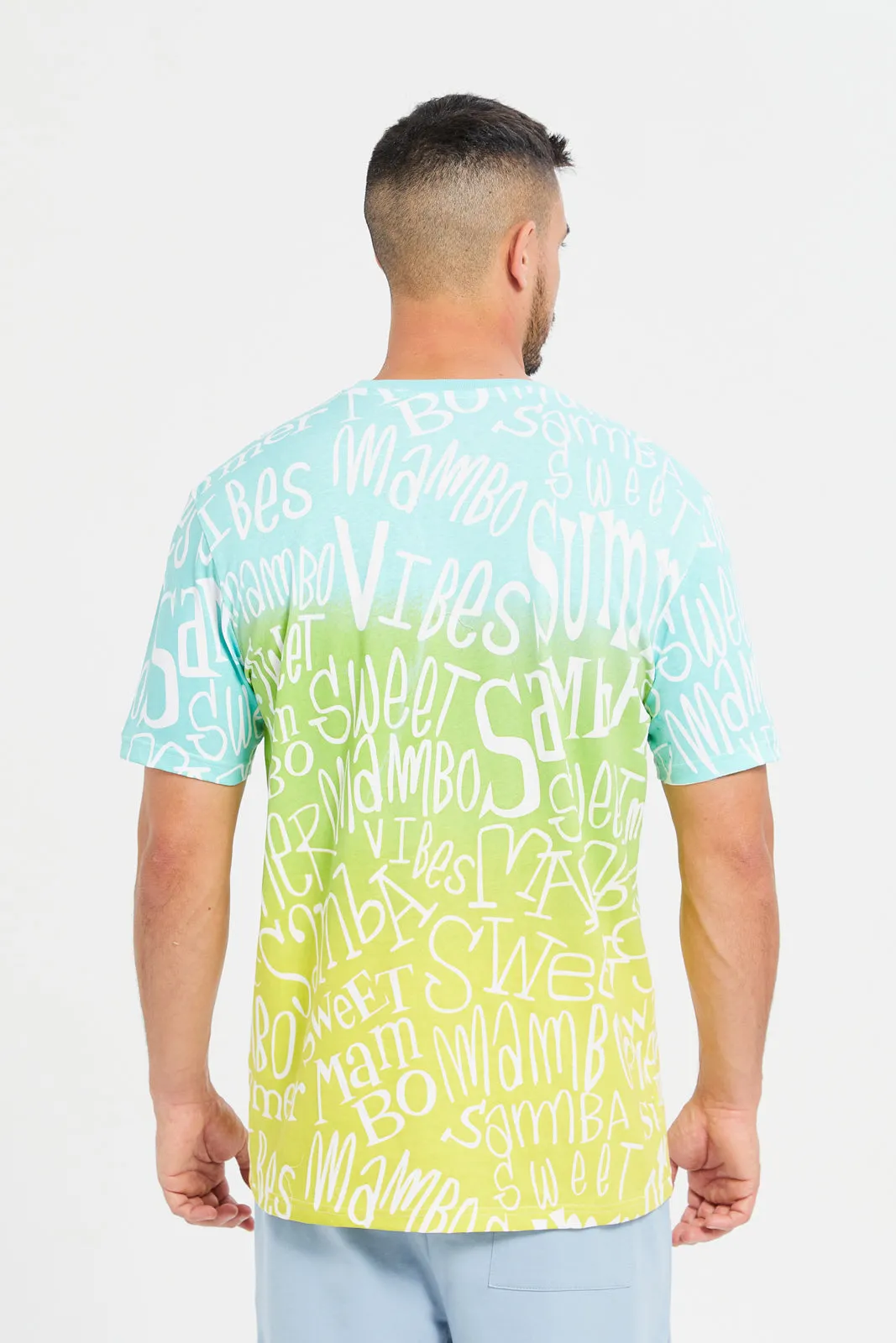 Men Multicolour Graffiti Print T-Shirt