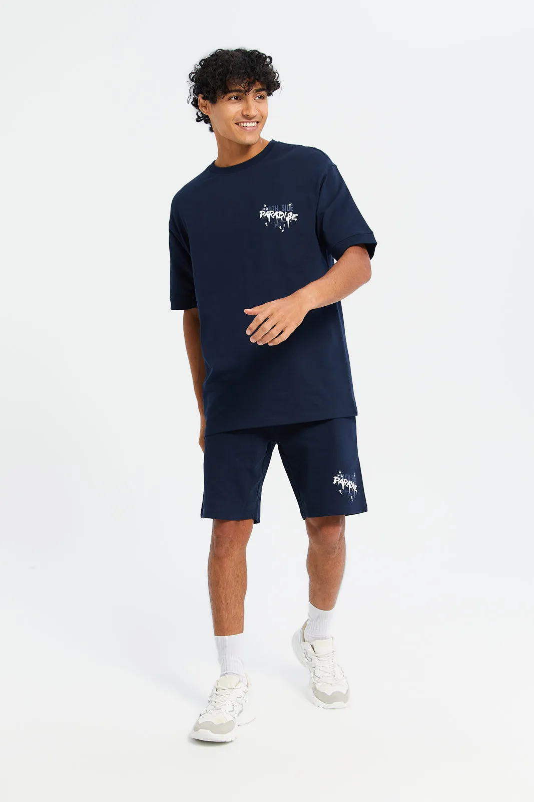 Men Navy Graphic Lounge T-Shirt