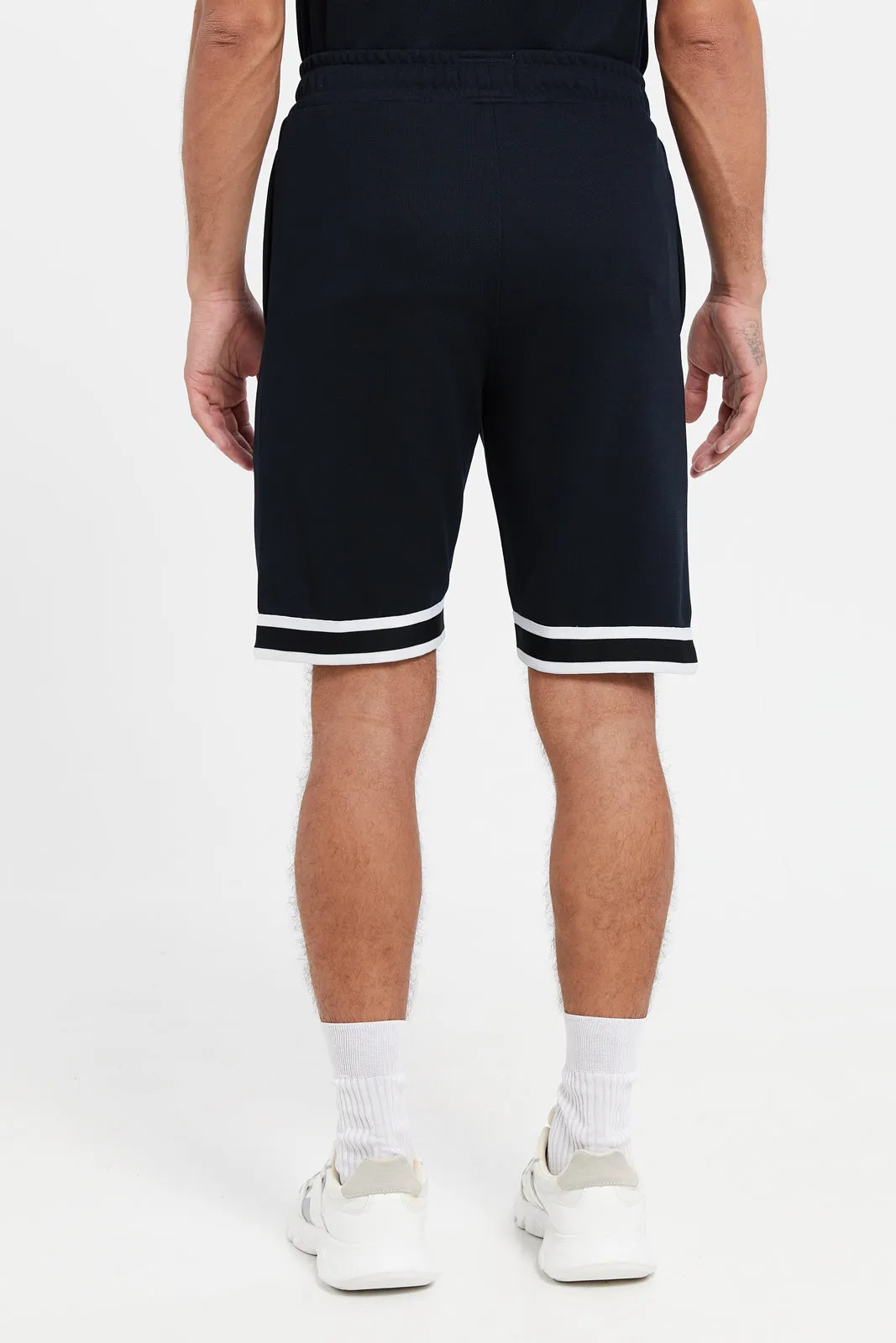 Men Navy Jacquard Lounge Short