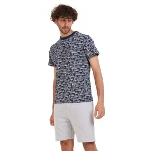 Men summer pajama set Boats T-shirt  grey shorts