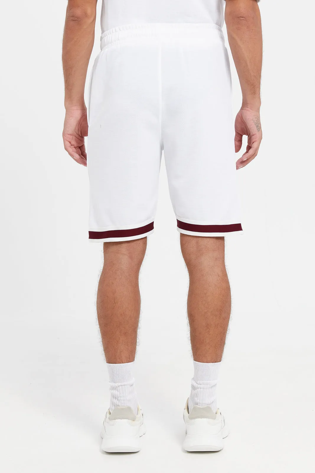 Men White Jacquard Lounge Short