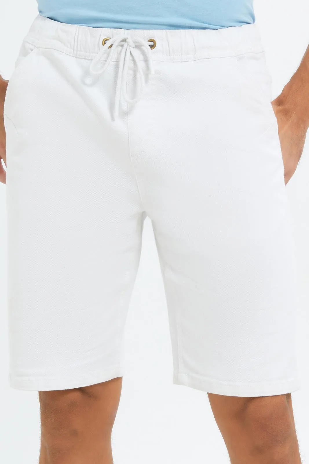 Men White Loungewear Short