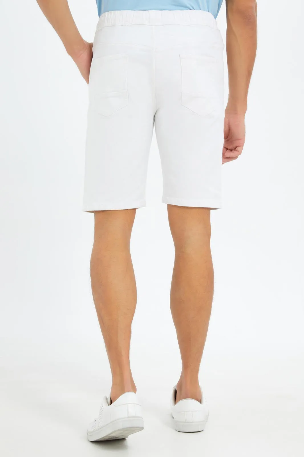 Men White Loungewear Short