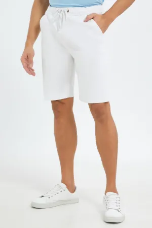 Men White Loungewear Short