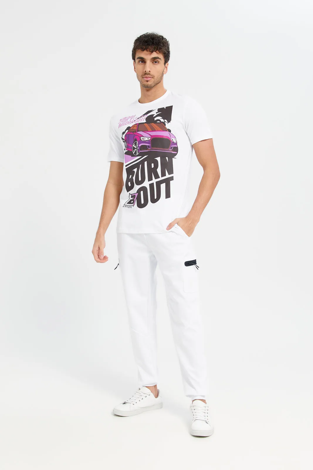 Men White Tech Jog Pant