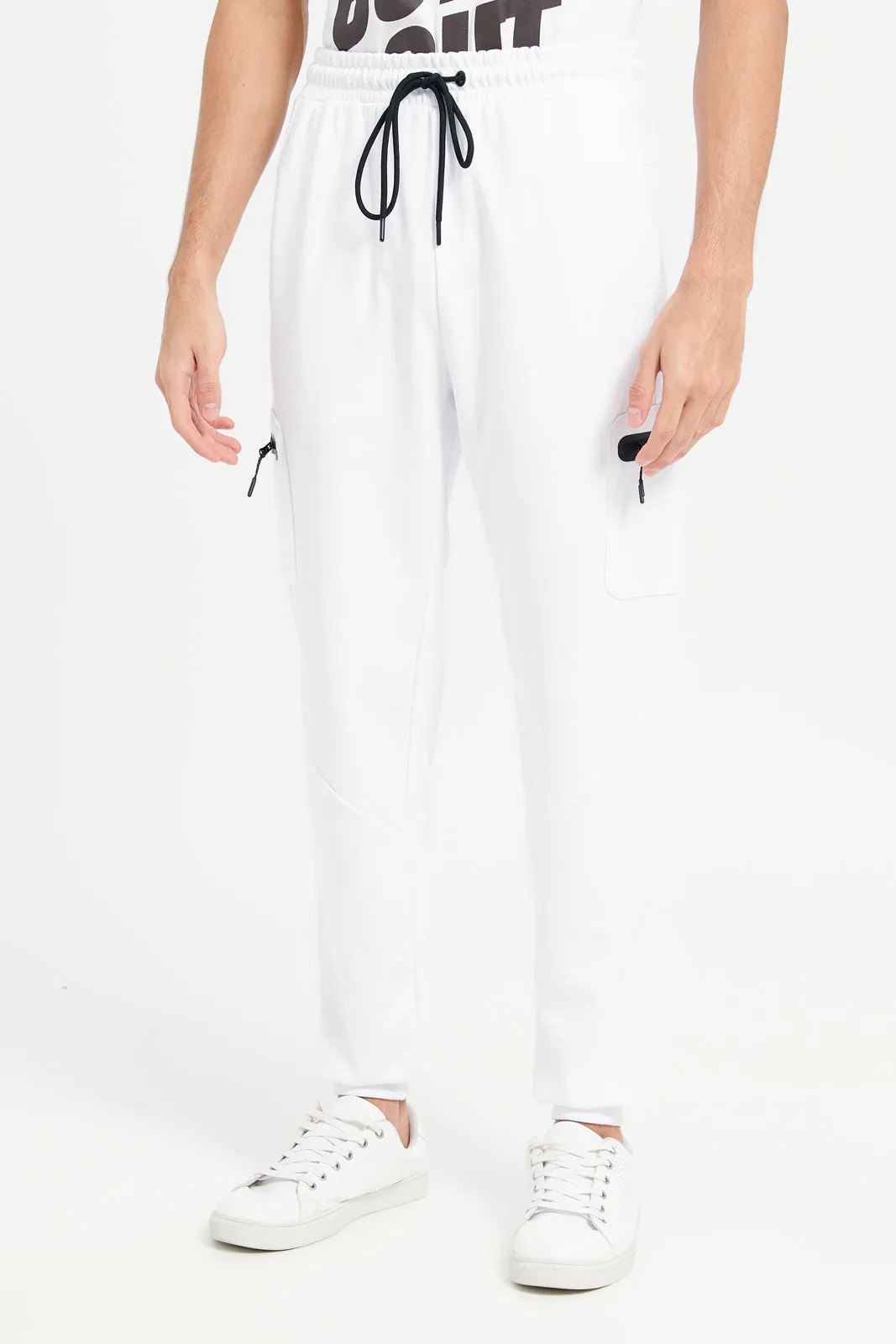 Men White Tech Jog Pant