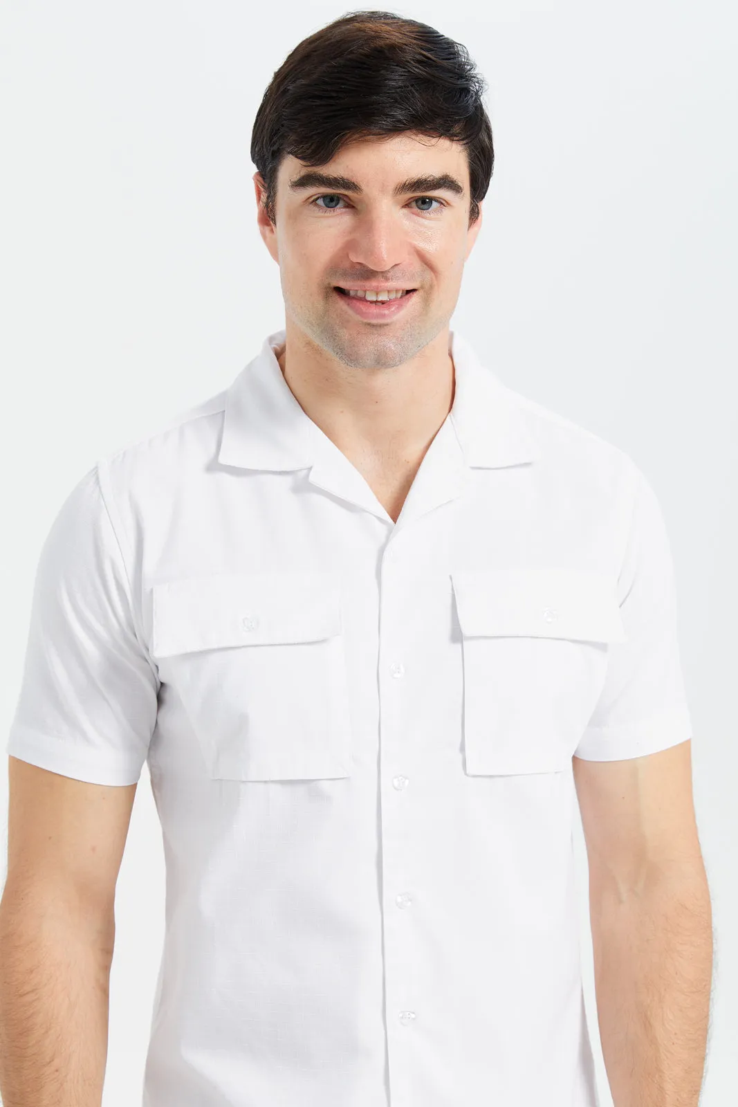 Men White Utility Shirt