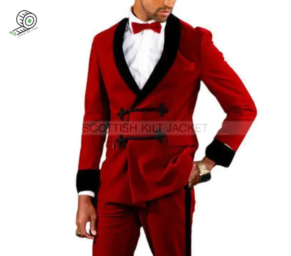 Men's Red Velvet Wedding Blazers