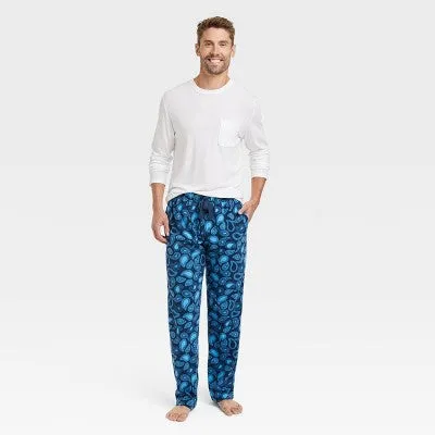 New - Men's Paisley Microfleece Pajama Set 2pc - Goodfellow & Co White M