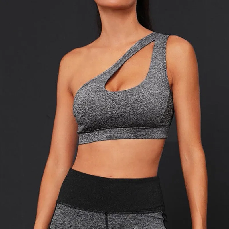 One Shoulder Sports Sexy Bra for Women with Hollow Design