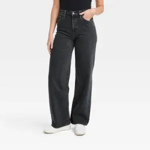 Open Box - Universal Thread Women's High Waisted Wide Leg Cropped High-Rise Jeans