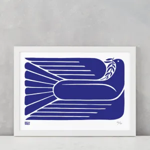 'Peace Dove' Limited Edition Art Print in Reflex Blue