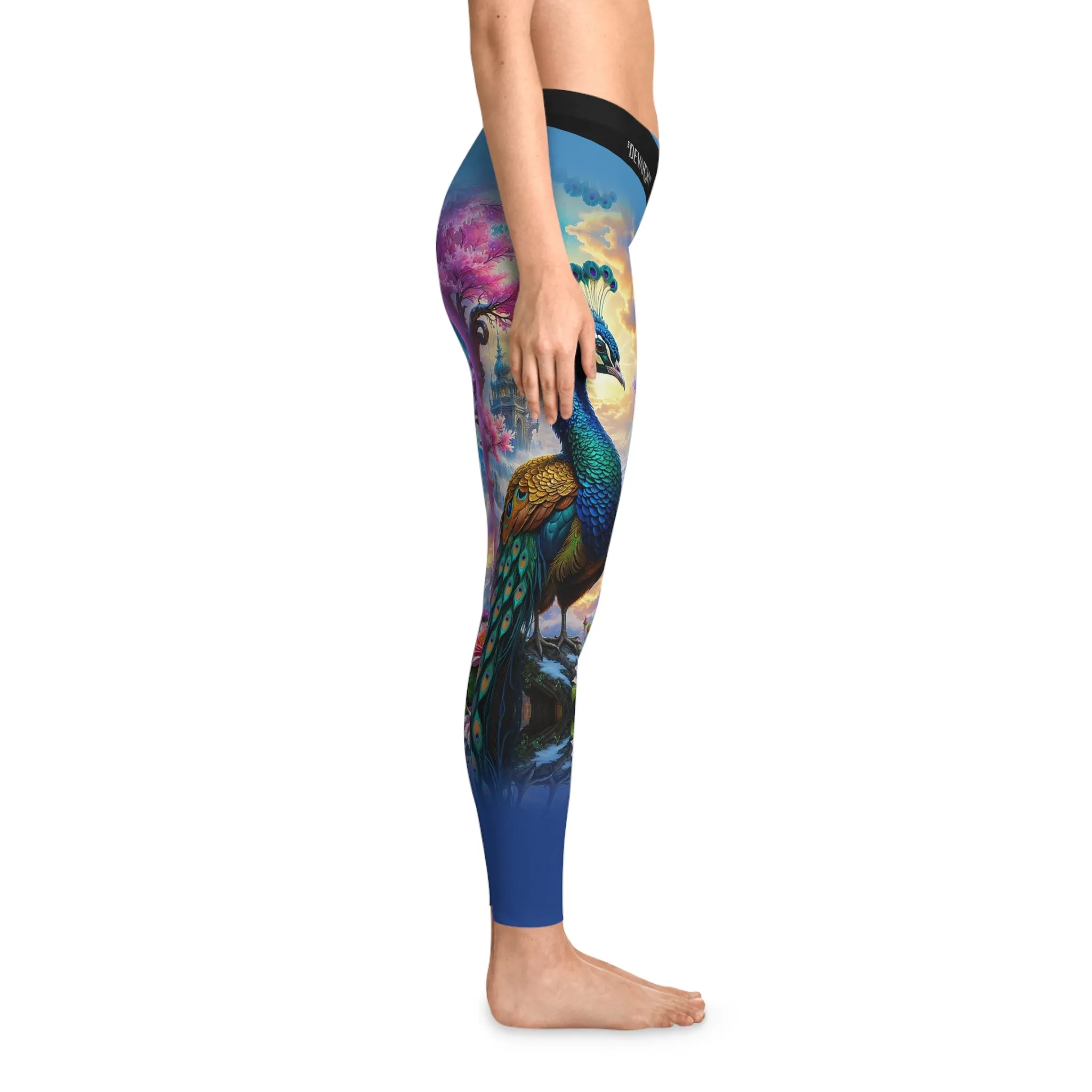 Peacock Print Leggings Women Spandex Leggings Casual Wear Leggings Women Peacock Florals Leggings Lounge Wear | 10408