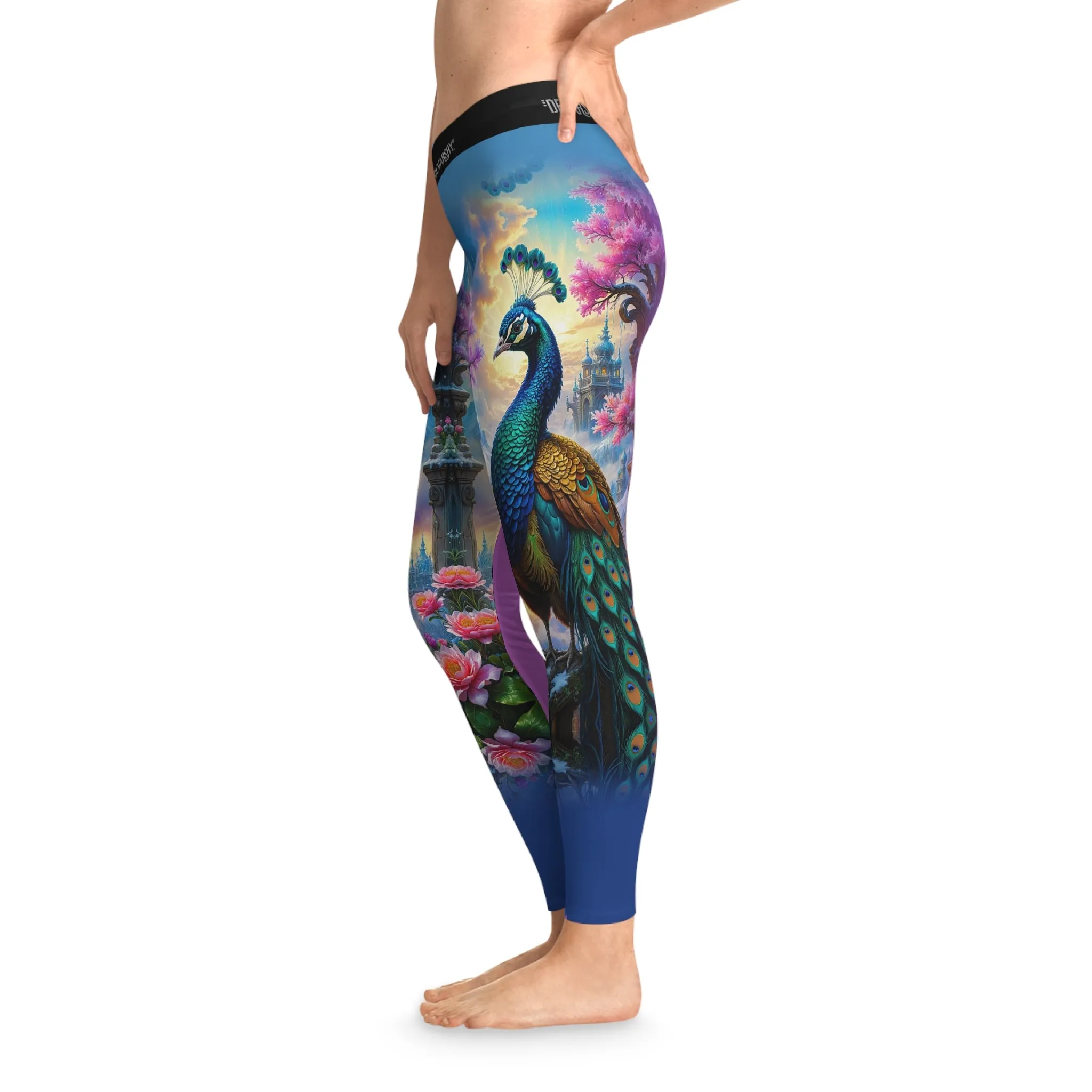 Peacock Print Leggings Women Spandex Leggings Casual Wear Leggings Women Peacock Florals Leggings Lounge Wear | 10408