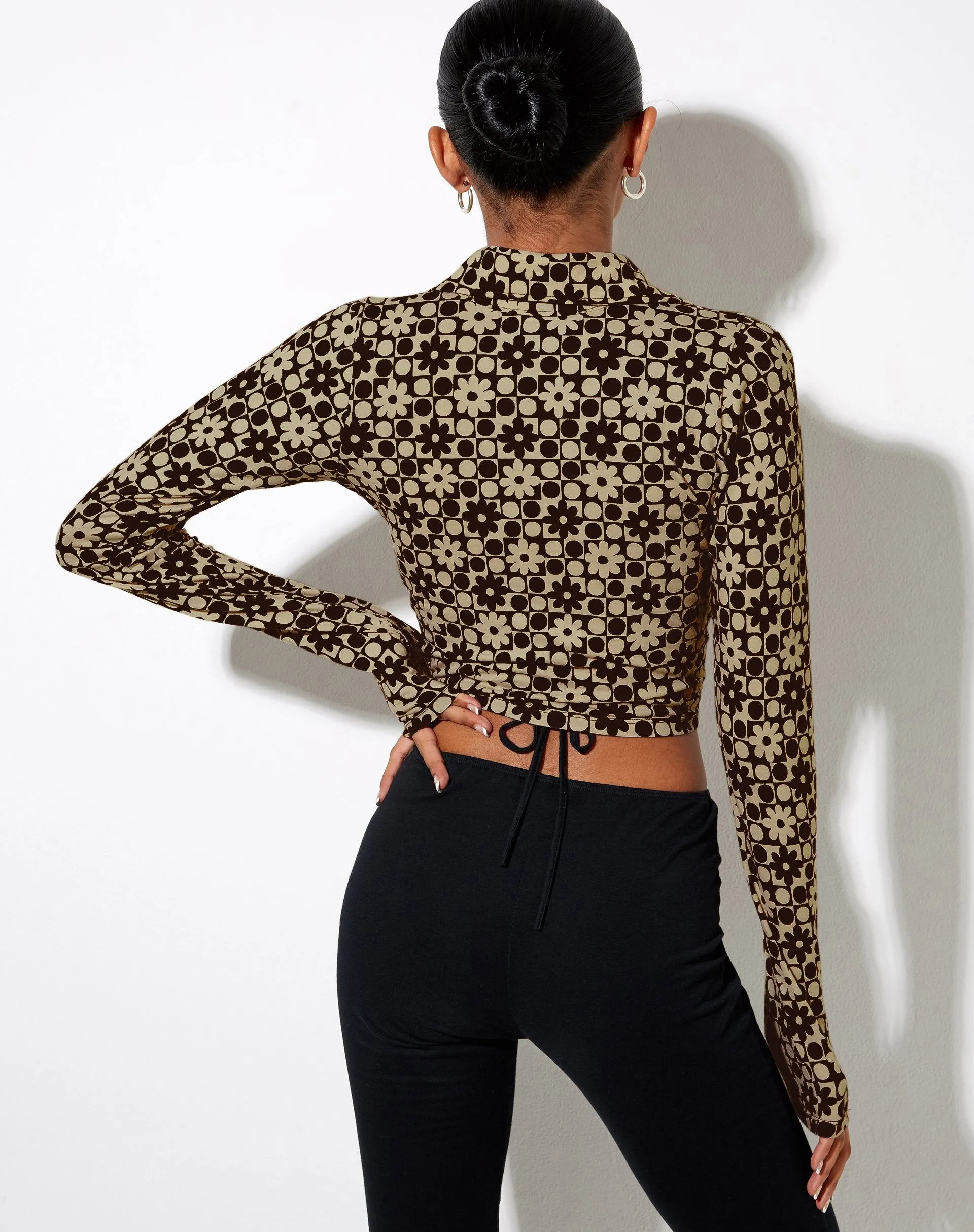 Ryals Crop Top in Patchwork Daisy Brown