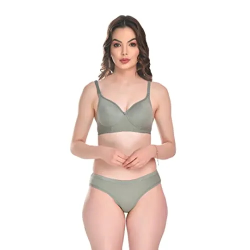 SGC SWEDEN Women Lingerie Set Full with Coverage Non-Padded Women Cotton Bra Panty Set Sexy Bra Panty Set Women Innerwear Pack of 3 Sets (B, Pink-Blue-Green, 34)