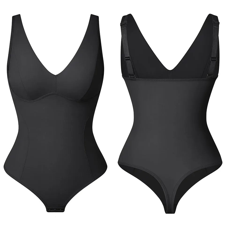 Shapewear Bodysuit Thong Shaper for Women Waist Trainer Body Shaper Deep V Neck Underwear Built-in Bra Camisole