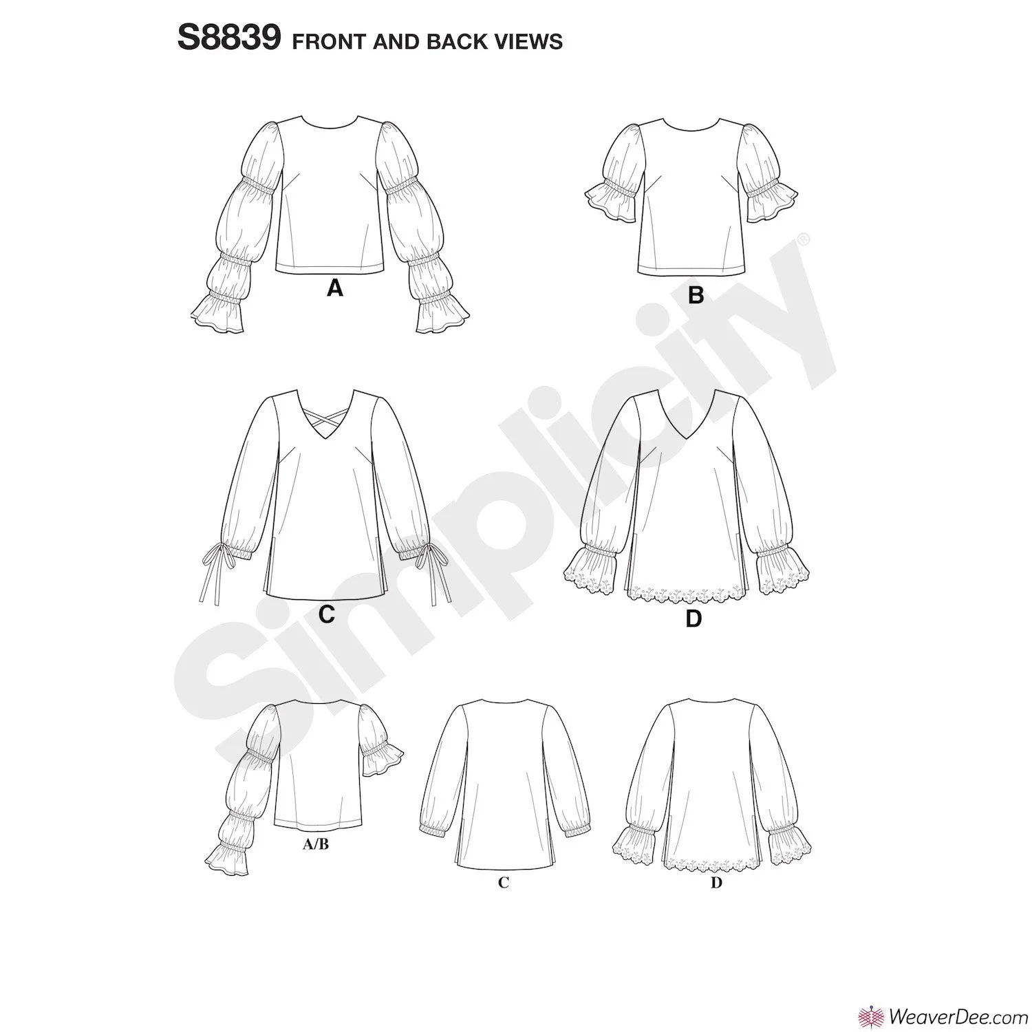 Simplicity Pattern S8839 Misses' Pullover Tunics & Tops