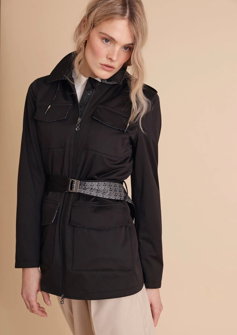 Stretchy 4-Pocket Coat - Black