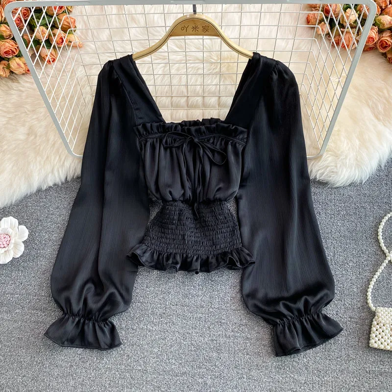 Stylish chiffon long sleeve tops fashion tops     S199