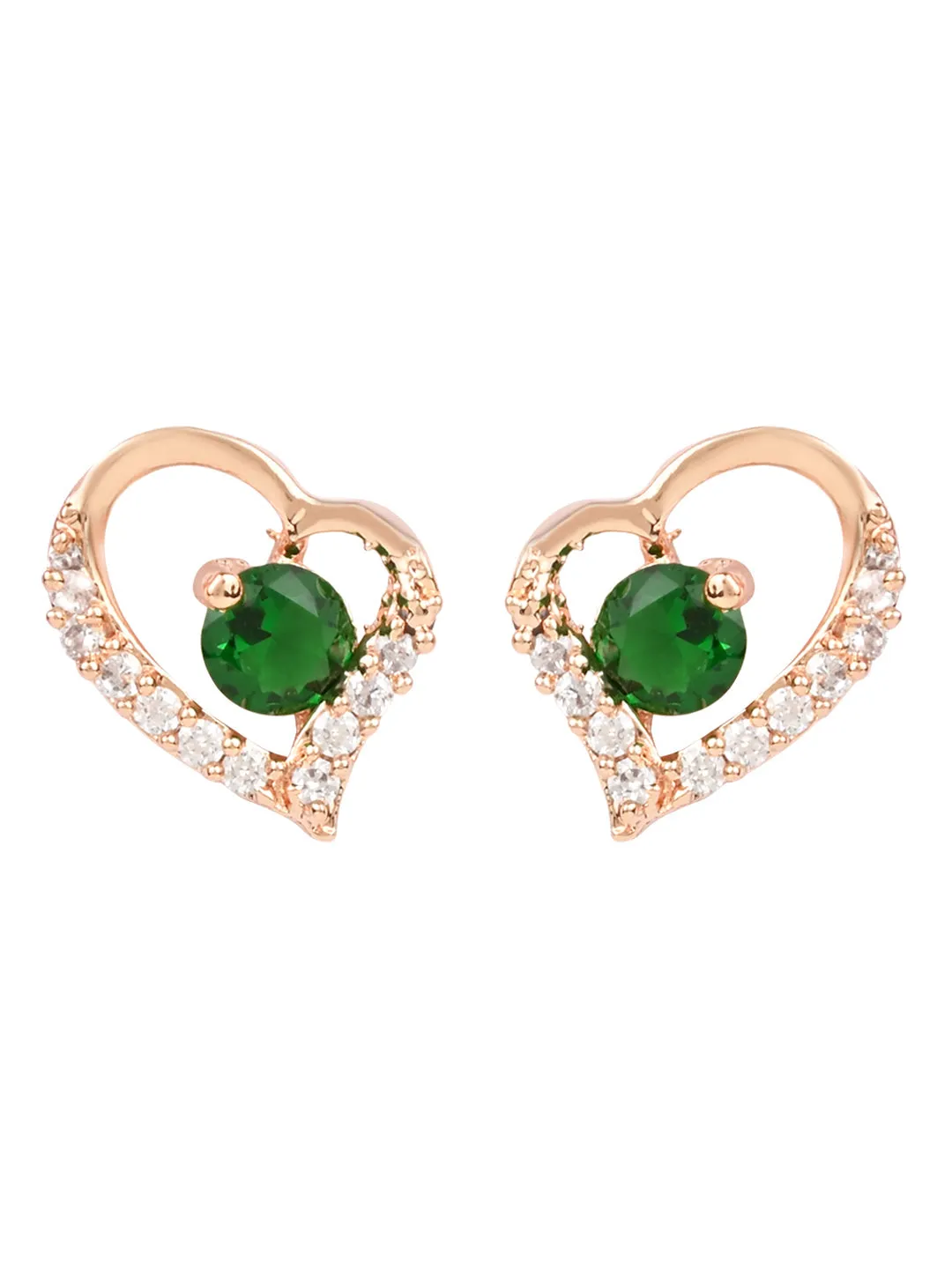 Stylish Latest Fashion Rose Gold-Plated Heart Shaped Stud Earrings for Women