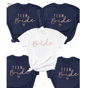 Team Bride T Shirts with Little Heart Design - Blue - White - Wedding Bridal Squad Heart T-shirt Bridesmaids