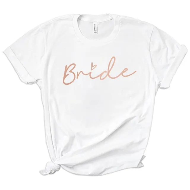 Team Bride T Shirts with Little Heart Design - Blue - White - Wedding Bridal Squad Heart T-shirt Bridesmaids