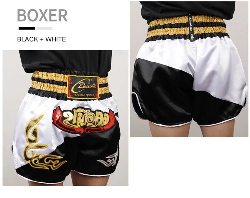 Thai Boxing Shorts Muay Thai Fightwear Men Women Boy Girl Kids Muaythai Grappling Kickboxing Match Training Uniform MMA Boxer Pants