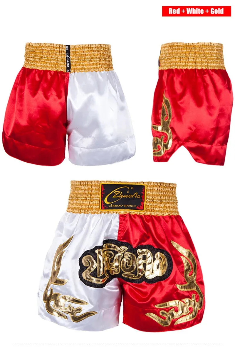 Thai Boxing Shorts Muay Thai Fightwear Men Women Boy Girl Kids Muaythai Grappling Kickboxing Match Training Uniform MMA Boxer Pants