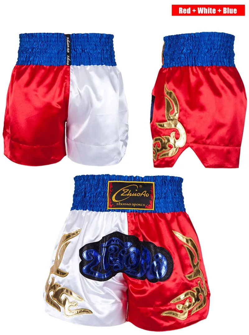 Thai Boxing Shorts Muay Thai Fightwear Men Women Boy Girl Kids Muaythai Grappling Kickboxing Match Training Uniform MMA Boxer Pants