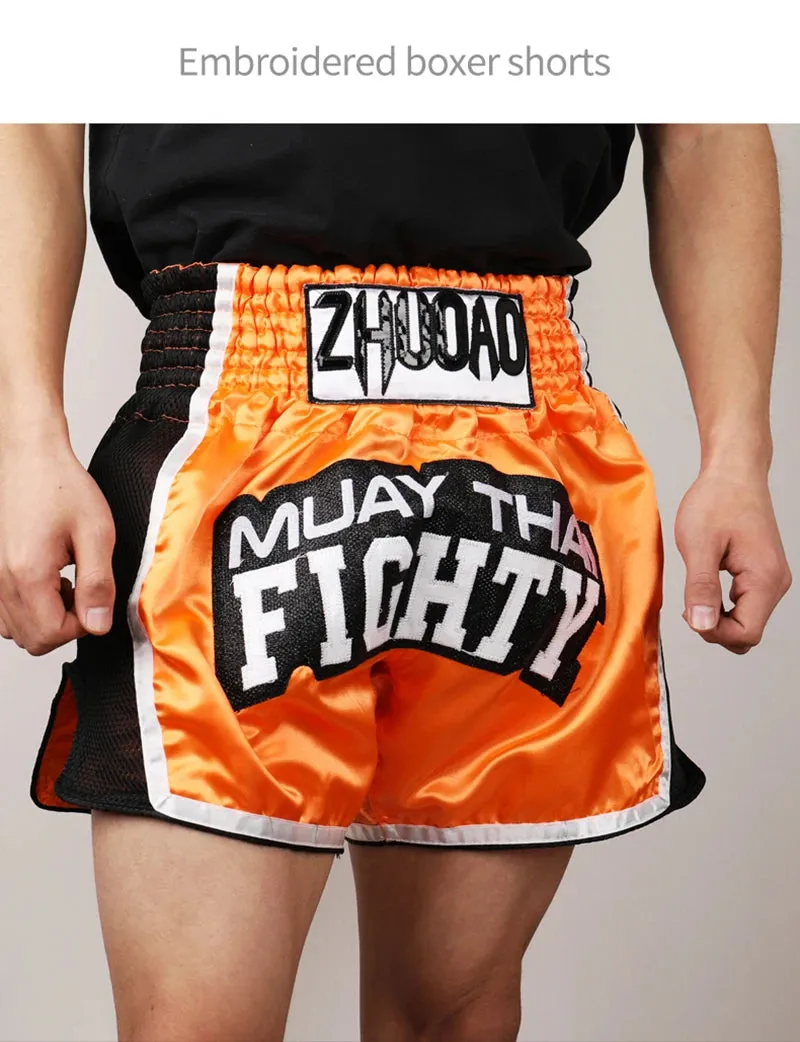 Thai Boxing Shorts Muay Thai Fightwear Men Women Boy Girl Kids Muaythai Grappling Kickboxing Match Training Uniform MMA Boxer Pants