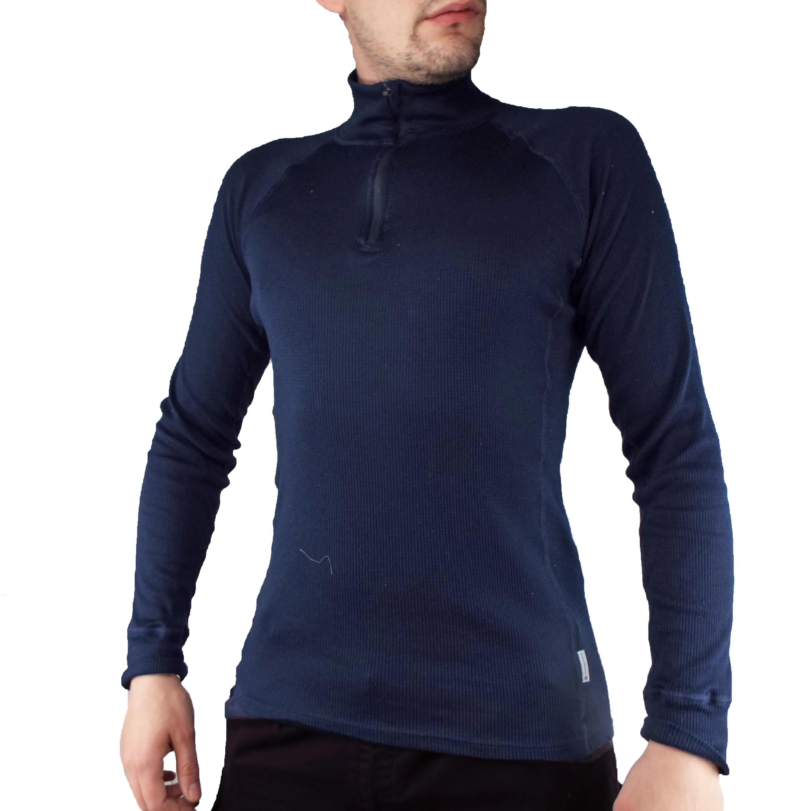 Thermowave Dutch Army - Sky Grey and Navy Blue Long Sleeve Thermal - Base Layer - Zipped/Turtle Neck