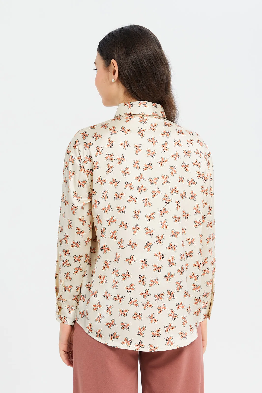 Women Assorted Allover Printed Satin Shirt