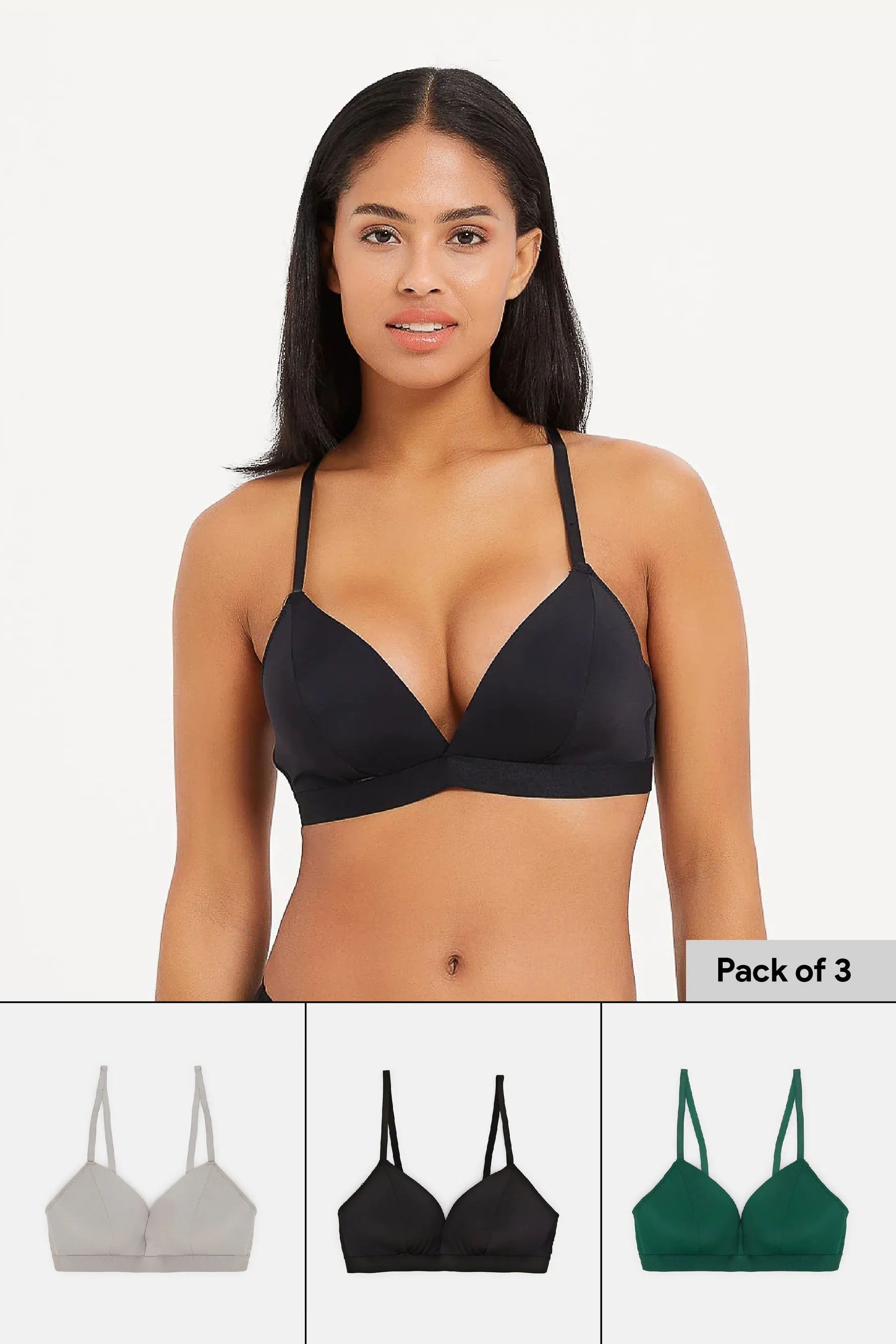 Women Assorted Non-Wired Bras Set (Pack of 3)