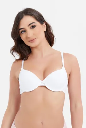 Women Black And White Basic T-Shirt Bra Set (Pack of 2)