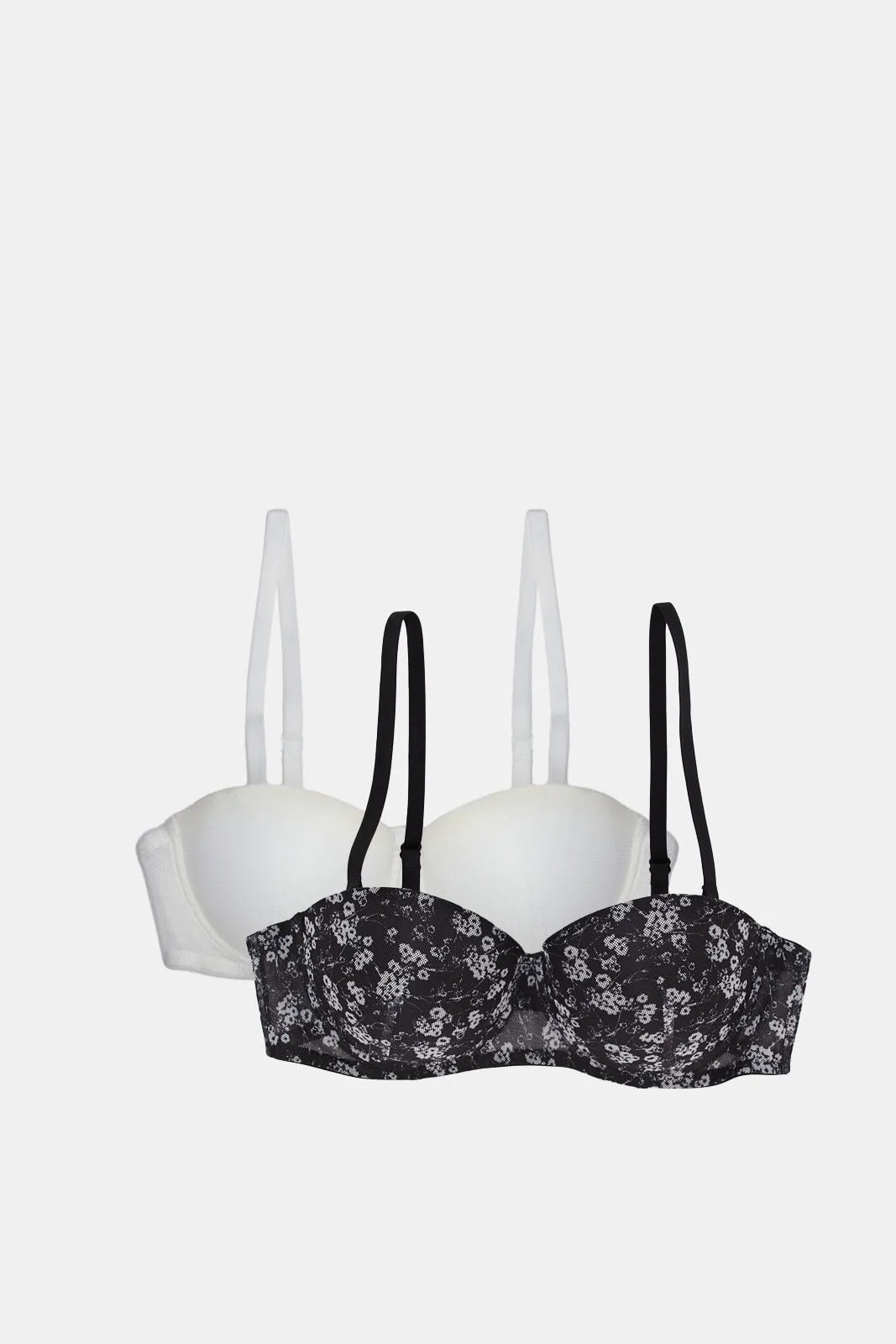 Women Black And White Padded Balconette Bras (Pack of 2)