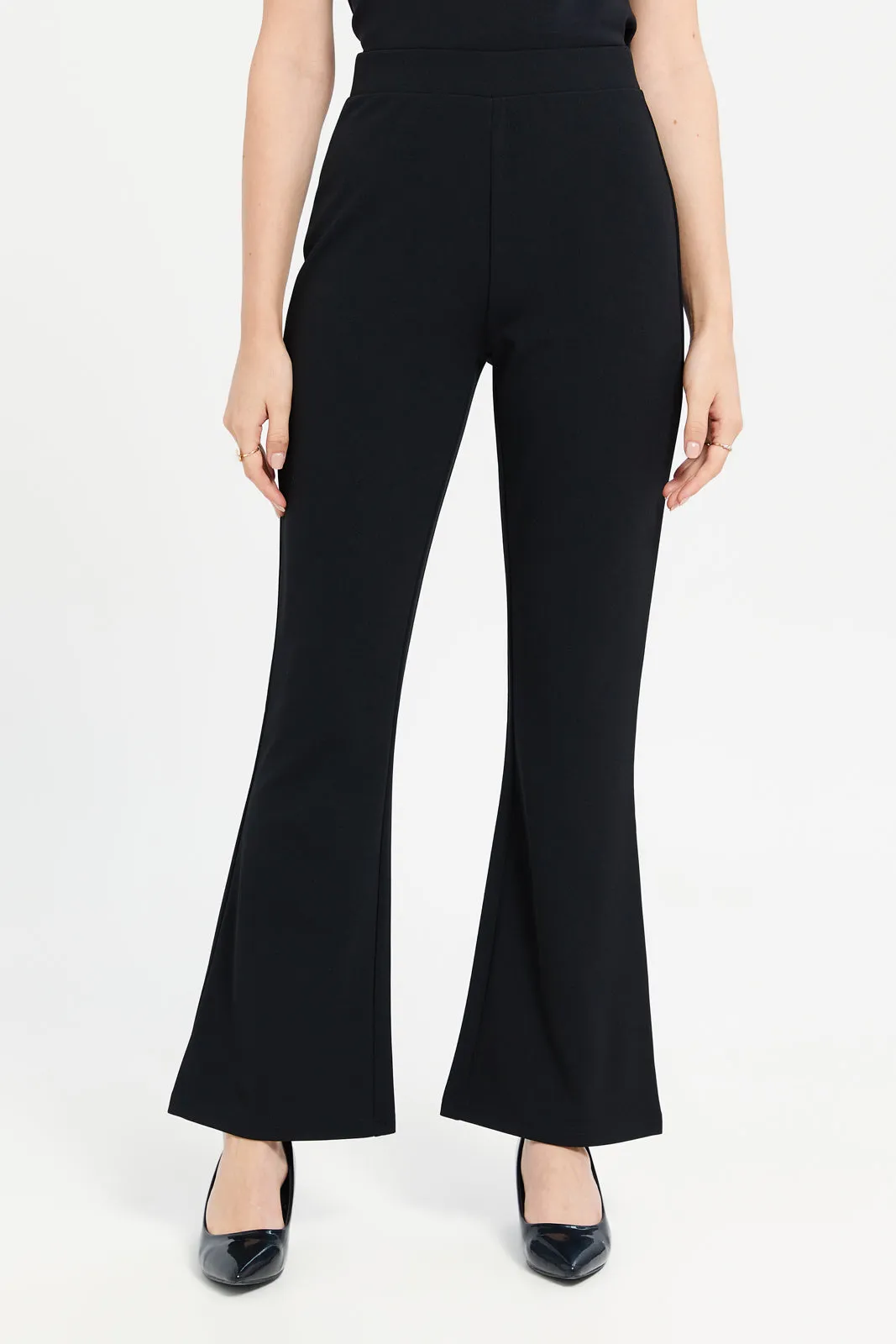 Women Black Flared Trousers