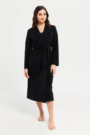 Women Black Fluffy Robe