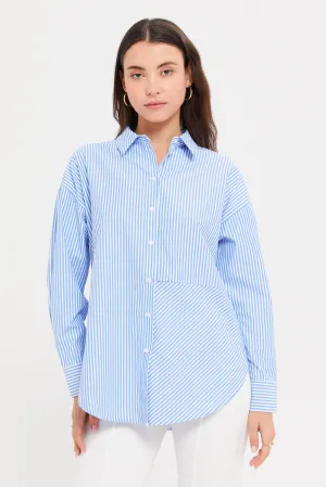 Women Blue Oversize Striped Shirt