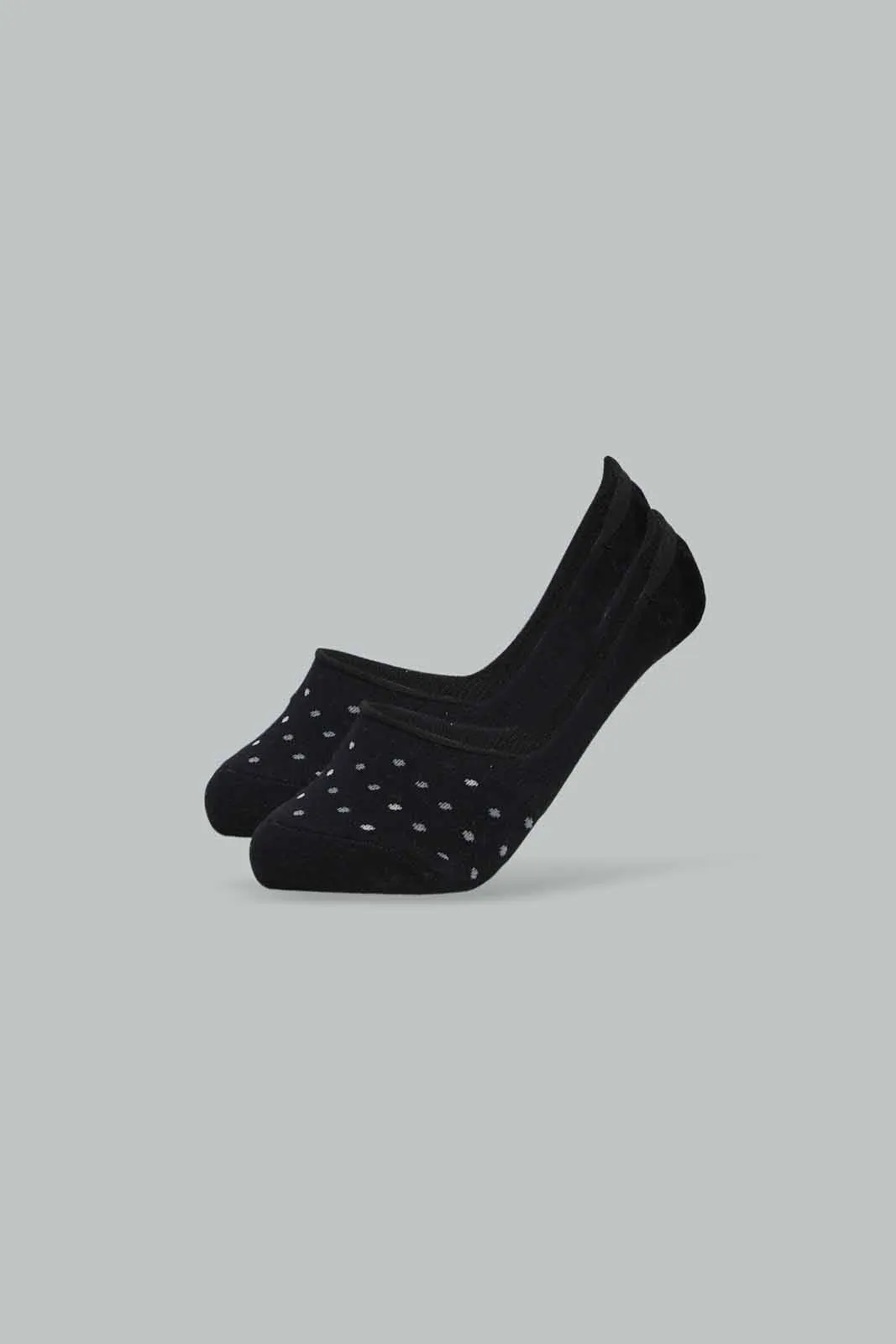 Women Grey And Black Printed Invisible Socks (Pack of 3)